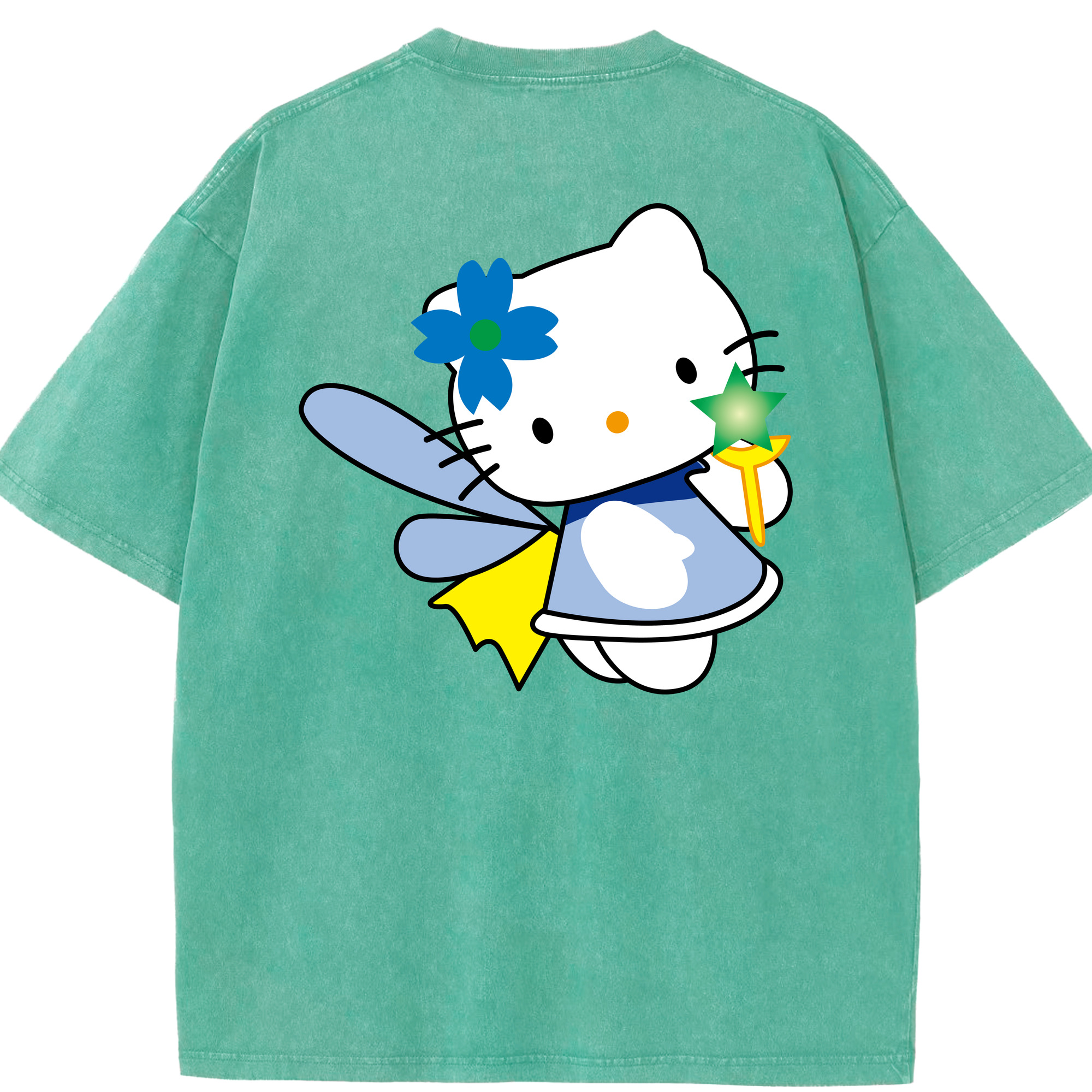 （画像用） Hello Kitty ハローキティ 綿100% ヴィンテージ風 半袖Tシャツ（背面プリント）